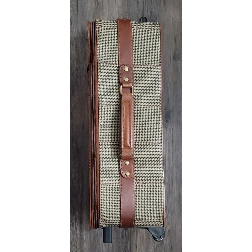 Vintage Polo Ralph‎ Lauren Leather Trim Brown Plaid Carry-On 22